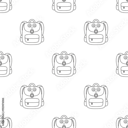 outline backpack seamless pattern