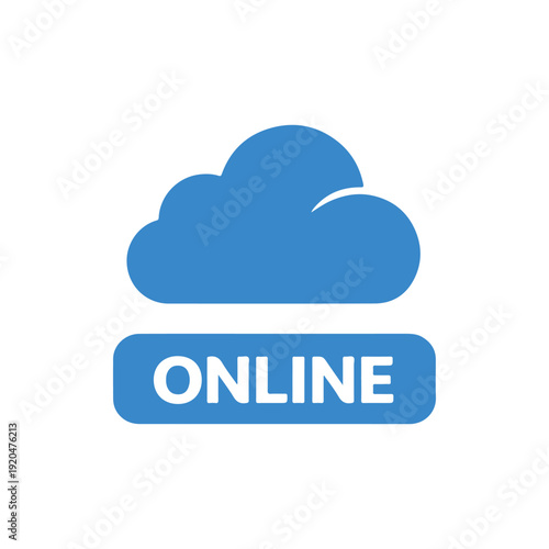 ONLINE word minimal flat badge vector icon
single color, isolated on white background