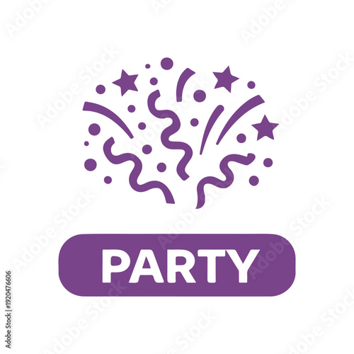 PARTY word minimal flat badge vector icon
single color, isolated on white background