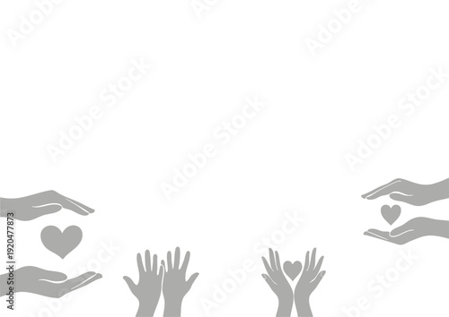 Hands reaching out with hearts symbolizing love and support, mother's day illustration