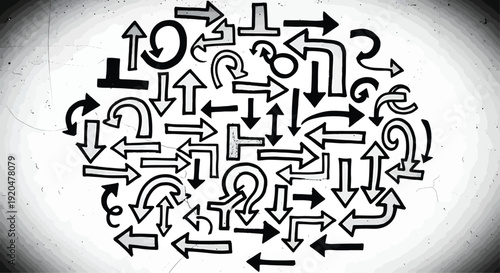 Black Arrows Pointing Various Directions on White Background