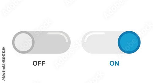 Toggle switch on and off positions. Button control