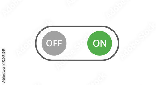 Toggle Switch: On Position, Green Color, Modern UI Design