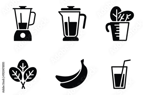 Smoothie ingredients and preparation icons