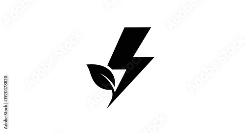 Black Lightning Bolt and Leaf Logo.