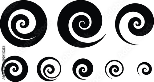Black and white swirl shapes spiral abstract