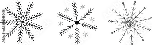 Minimal snowflake icon set for winter decoration and seasonal design projects