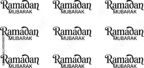 Ramadan Mubarak typography vector set black calligraphy lettering Islamic holy month