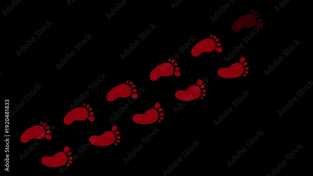 Foot Step Images Color:red Abstract human shoes footstep walking animation. Red color footprints ...