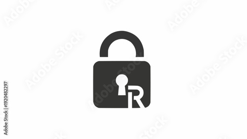 Padlock with keyhole and letter R.