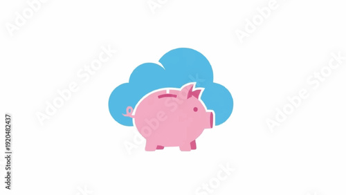 Pink Pig Saving Money Concept.