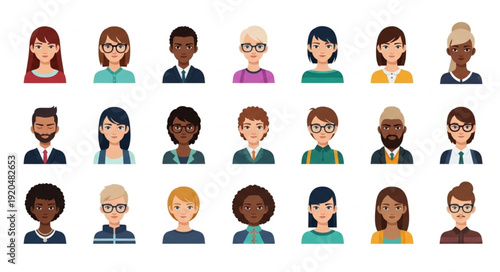 Diverse Group of People Avatars Representing Different Individuals.