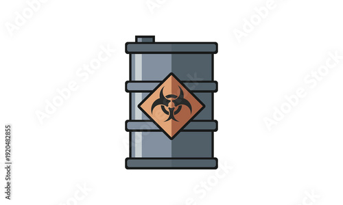 Biohazard waste barrel vector illustration with toxic symbol