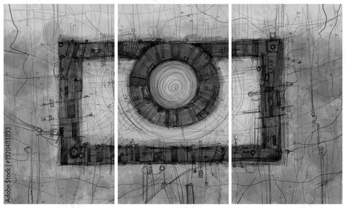 Schilderij op canvas Modern interior triptych