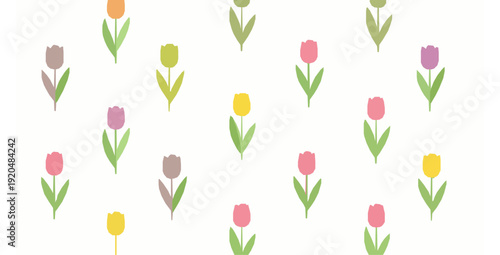 Pastel tulip seamless pattern vector for fabric wrapping paper and background