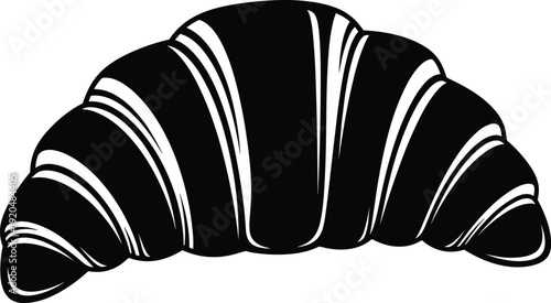 Croissant silhouette vector illustration with detailed bakery pastry isolated on white background classic French breakfast food design