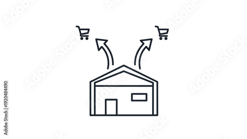 Warehouse with Shopping Carts and Arrows.