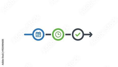 Workflow Process Icons with Checkmark and Document.