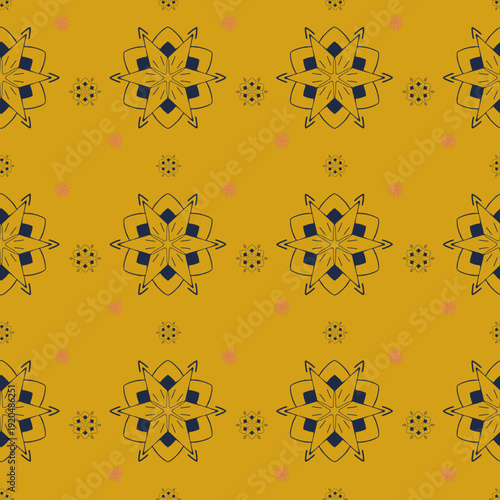Seamless Geometric Star Pattern Medium Retro 70s