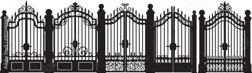 Ornate Iron Gate with Decorative Fencing and Metalwork Details