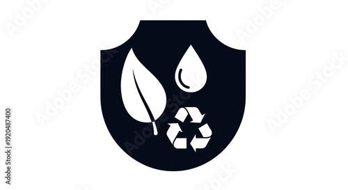 Eco Friendly Shield with Leaf and Recycling.