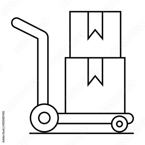 Packages delivery trolley vector icon.