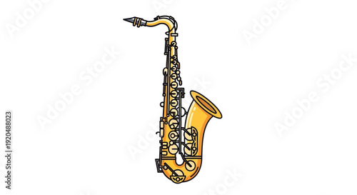 Golden Saxophone Instrument Music Art Illustration.