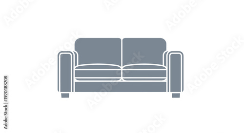Gray Two Seater Sofa Illustration.