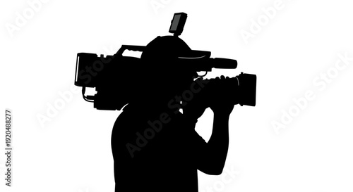 Silhouette of Cameraman Holding Camera.