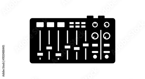 Sound mixer control board panel.