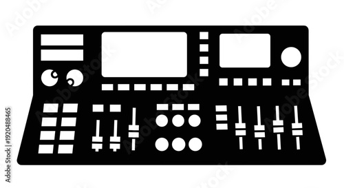 Sound mixing board control panel.