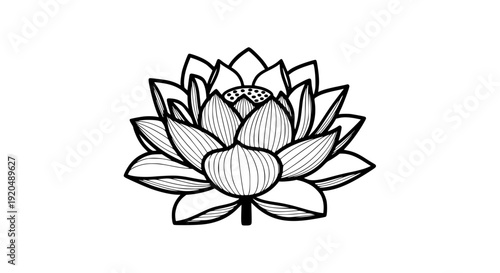 Minimal Lotus Flower Line Art Vector Icon Symbol of Spirituality and Harmony