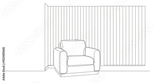 Sketch of a comfortable armchair in a modern room.