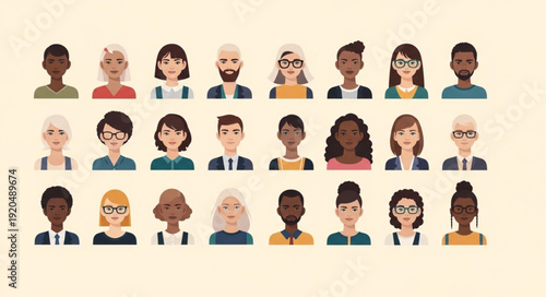 Diverse Group of People Avatars Representing Different Ages and Ethnicities.