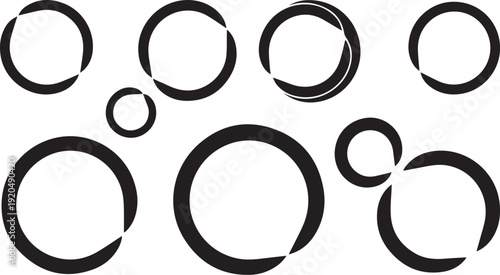 Black circles on white background geometric shapes design elements