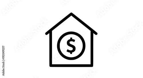 House with dollar symbol icon on gray background