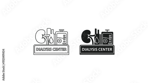 Dialysis Center Logo Design in Modern Minimalist Style with Simple Black and White Color Scheme on Clean White Background for Medical Branding