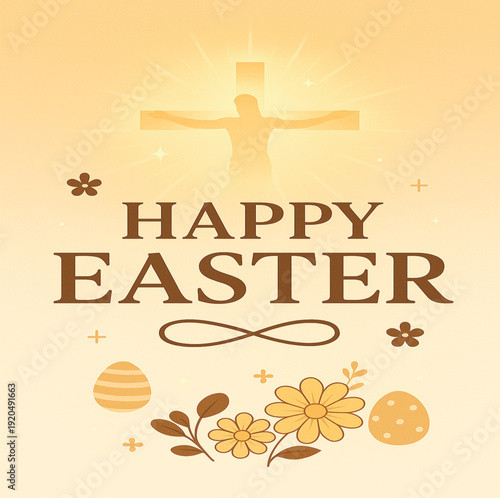 Faith Inspired Happy Easter Design with Jesus on the Cross
