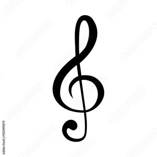 Treble clef music symbol icon, G clef. Vector isolated on white background. Perfect for music education, sheet music, posters and design projects.