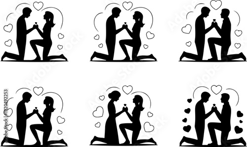 Romantic Couple Silhouette Collection Vector Set