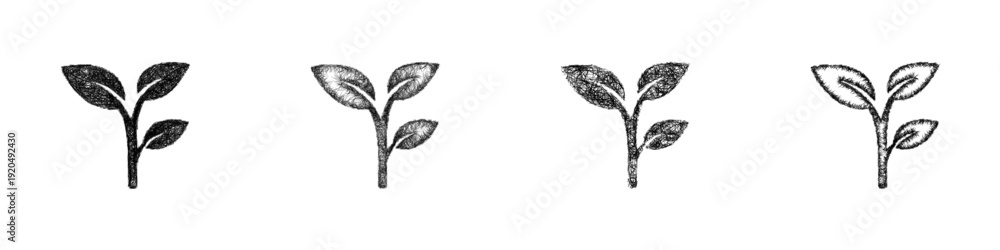 Fototapeta premium Sketch sprout leaf icon design set