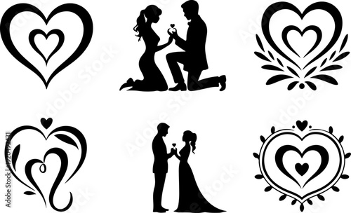 Romantic Couple Silhouette Collection Vector Set