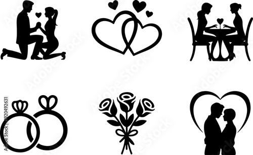 Romantic Couple Silhouette Collection Vector Set