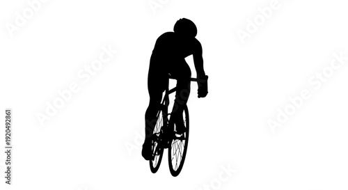 Silhouette Cyclist's Swift Ride: A silhouette of a cyclist, showcasing speed and determination as they navigate their bicycle. The image captures the essence of motion and the thrill of the ride.