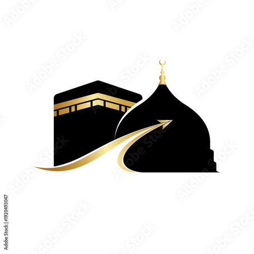 Kaaba and Nabawi logo for travel umrah and hajj service