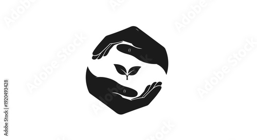 Hands Holding Sprouting Seedling Logo Design.