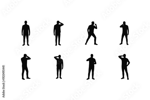 Human Emotions Expression Silhouette Set, Body Language and Feelings Concept Vector Illustration