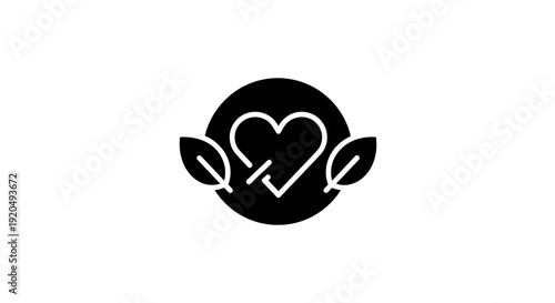 Heart Logo with Leaves and Stethoscope.