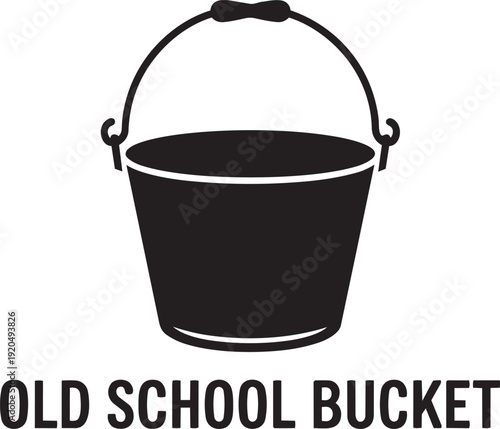 Old school bucket graphic illustration with text old school bucket on transparent background