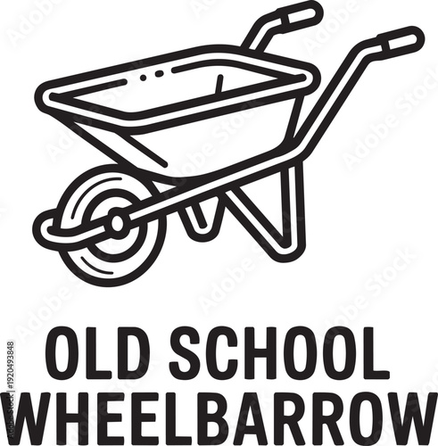 Old school wheelbarrow vector art, a classic tool for outdoor and garden tasks